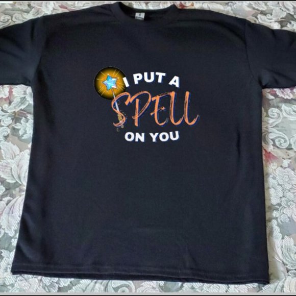I Put A Spell On You | 50/50 Dryblend Gildan Shirt | Black w/ White Text - Picture 1 of 1